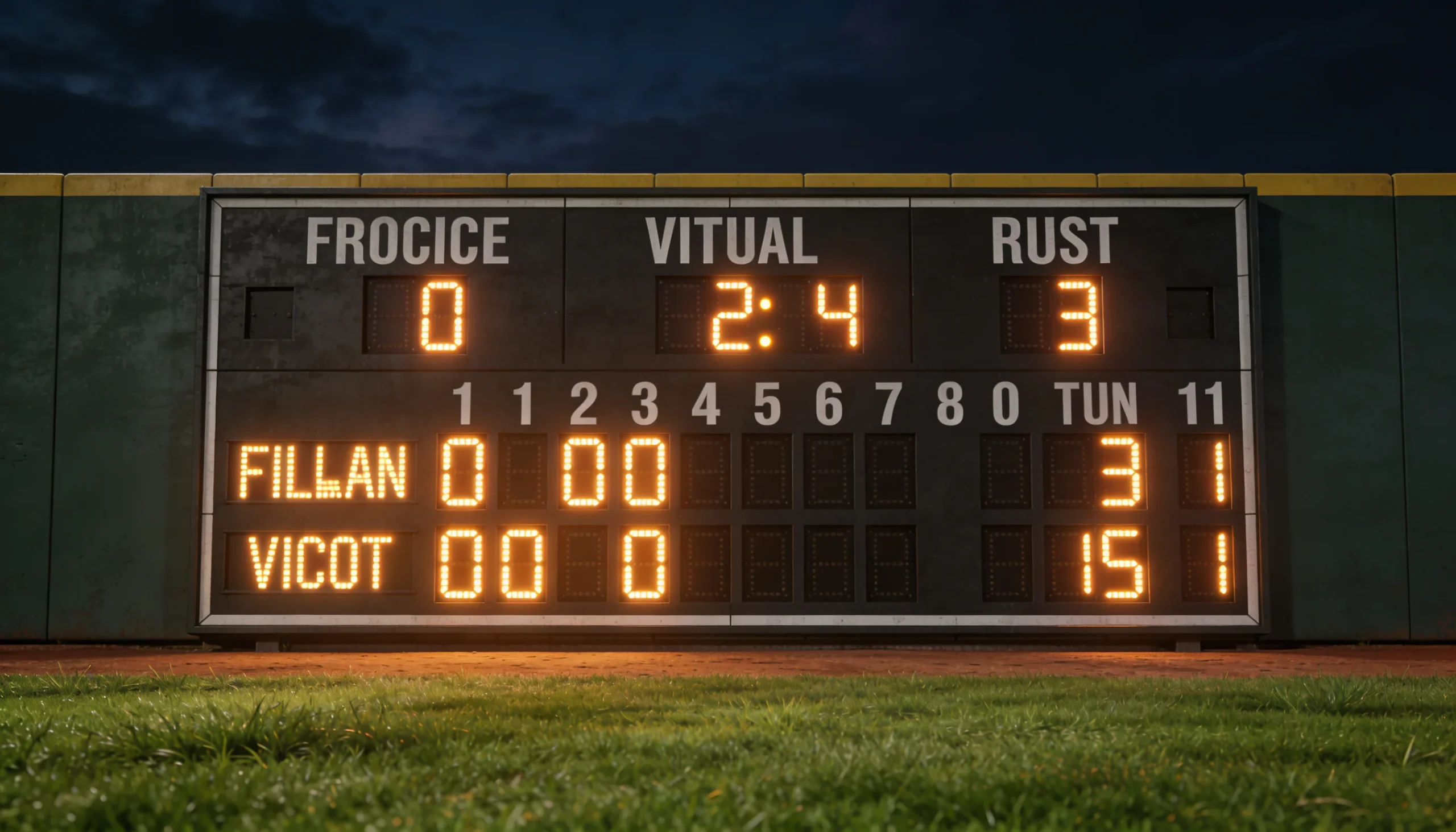 Baseball scoreboard showing a two-run margin of victory with the final score and inning-by-inning breakdown clearly visible